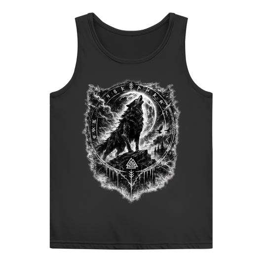 Damen Basic Tank Top Wolf im Runenkreis unter dem Mond