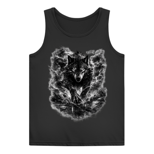 Damen Basic Tank Top Donnernder Wolf in stürmischer Landschaft