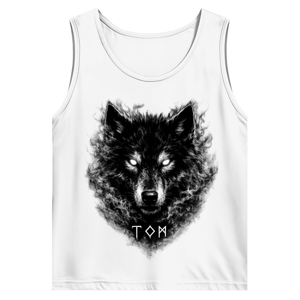 Herren Basic Tank Top Schwarzer Wolf mit leuchtenden Augen