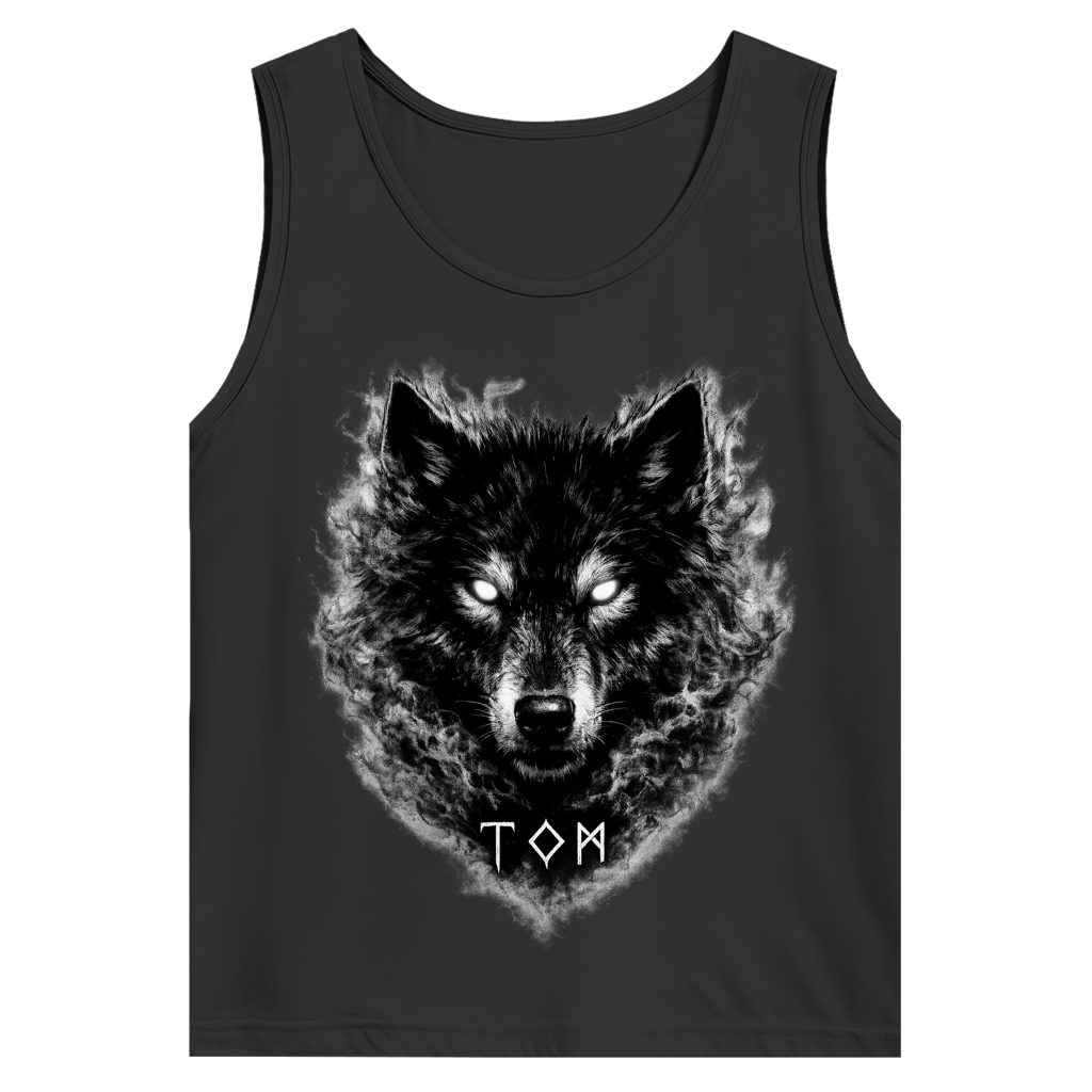 Herren Basic Tank Top Schwarzer Wolf mit leuchtenden Augen