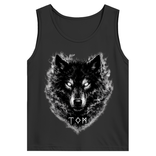 Herren Basic Tank Top Schwarzer Wolf mit leuchtenden Augen