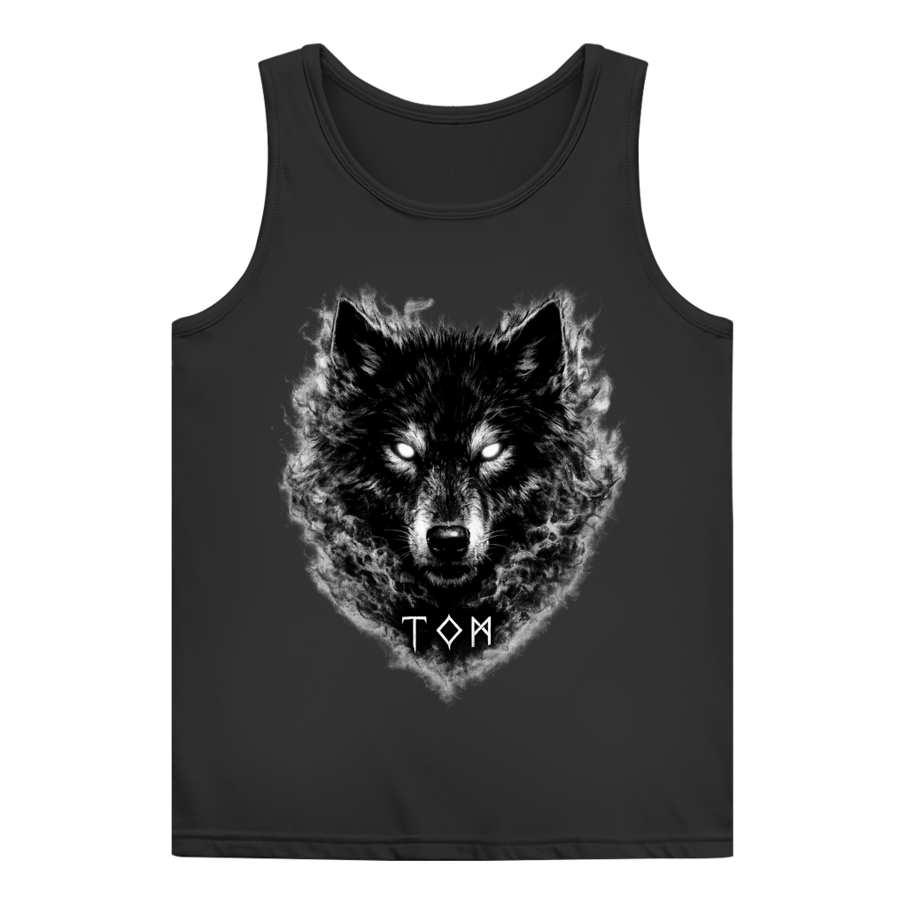 Damen Basic Tank Top Schwarzer Wolf mit leuchtenden Augen
