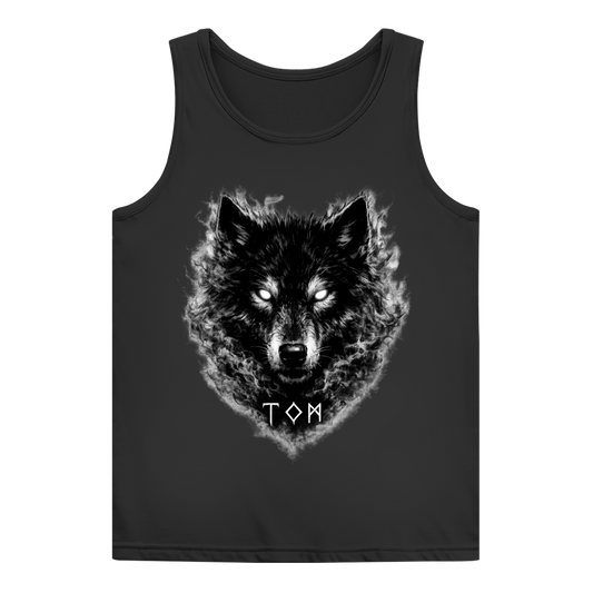Damen Basic Tank Top Schwarzer Wolf mit leuchtenden Augen