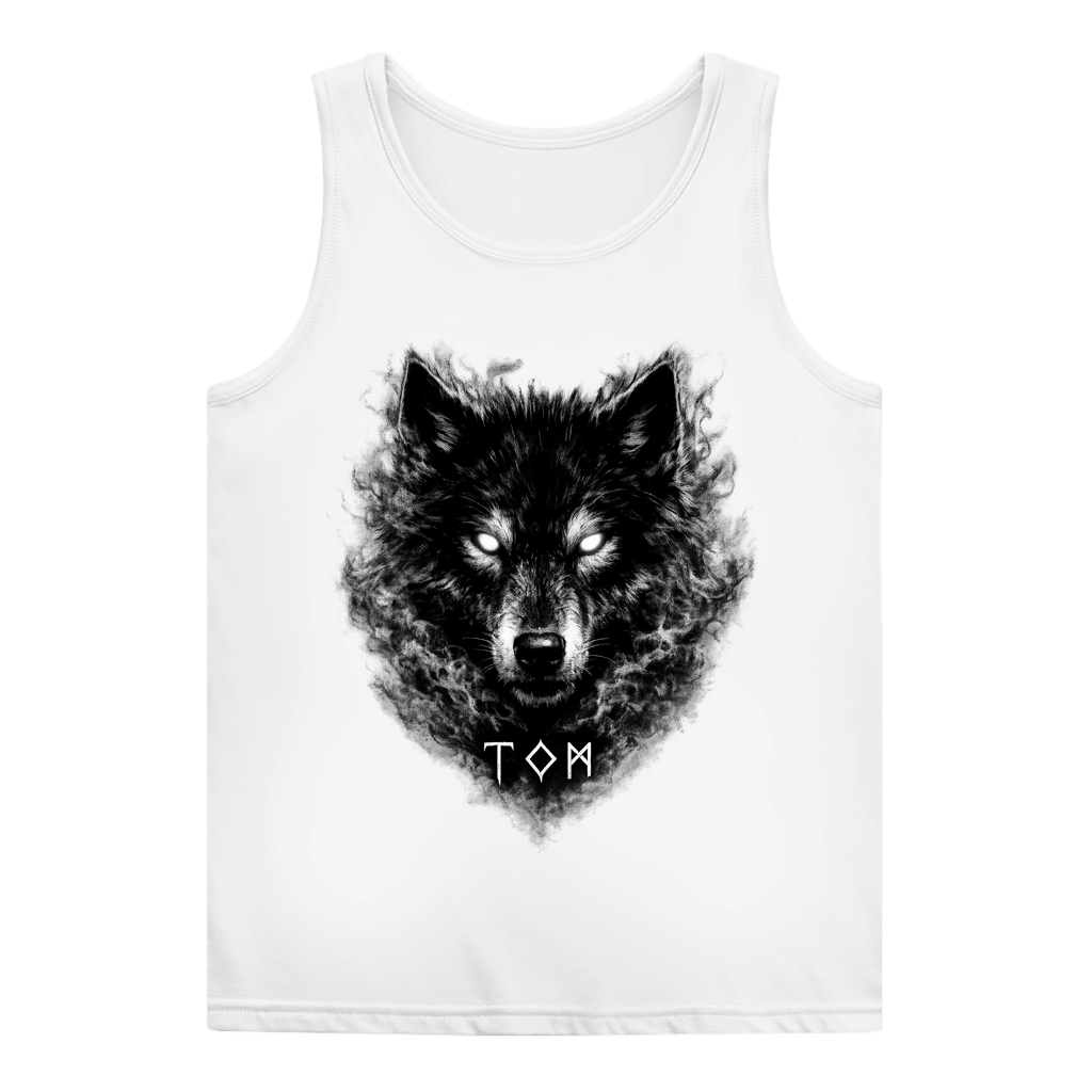 Damen Basic Tank Top Schwarzer Wolf mit leuchtenden Augen