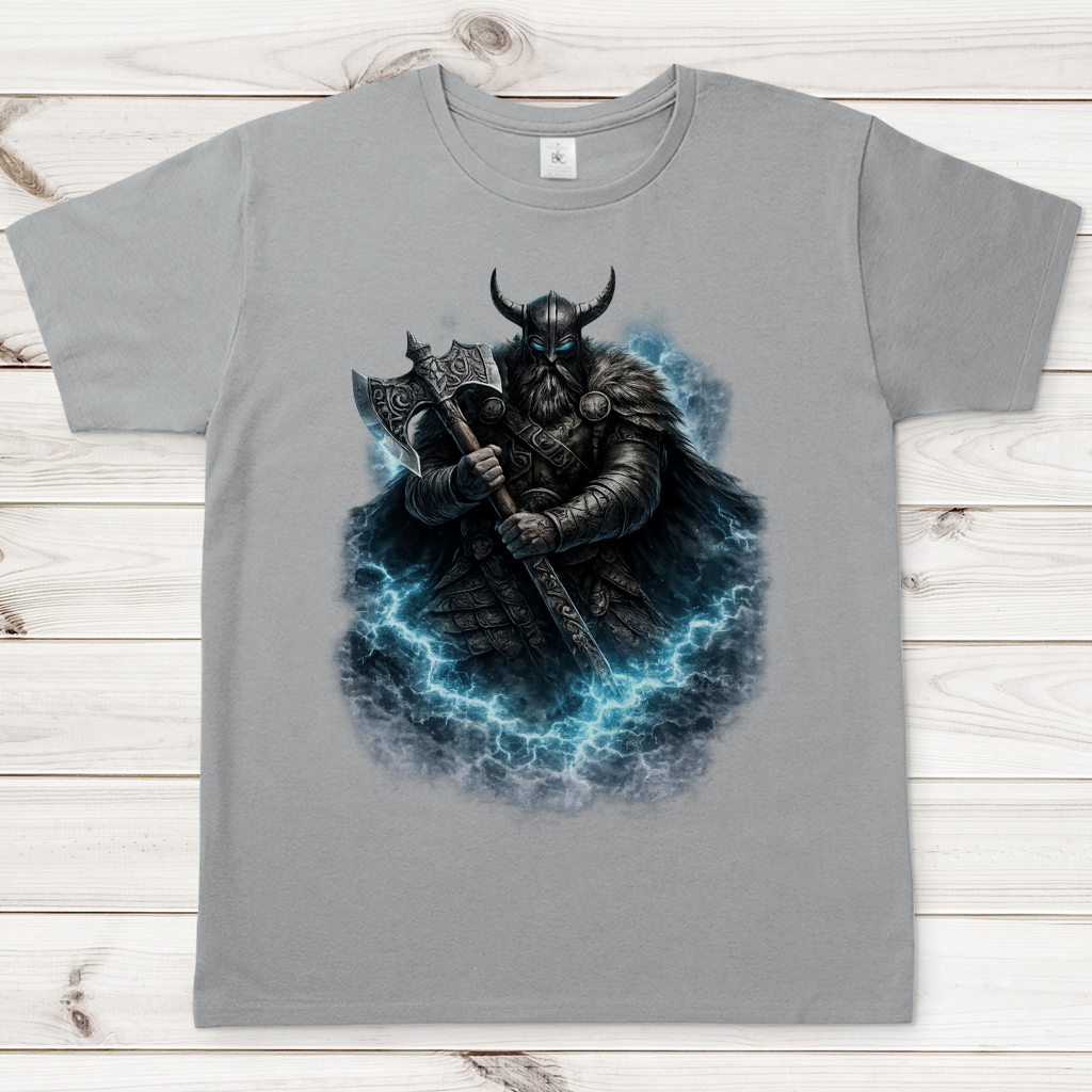 Herren T-Shirt Vikingerkrieger mit leuchtendem Axtkampf