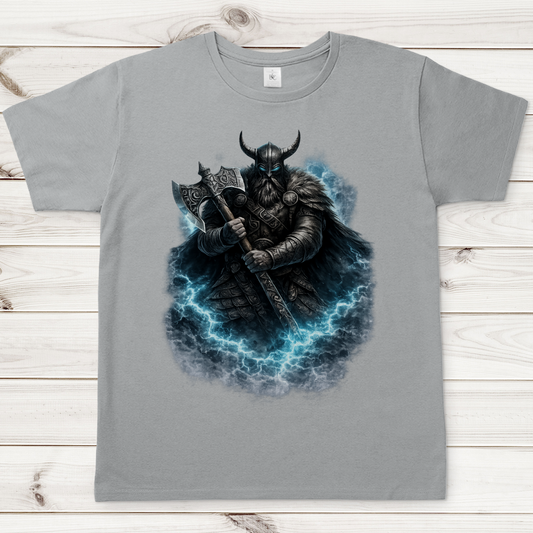 Herren T-Shirt Vikingerkrieger mit leuchtendem Axtkampf