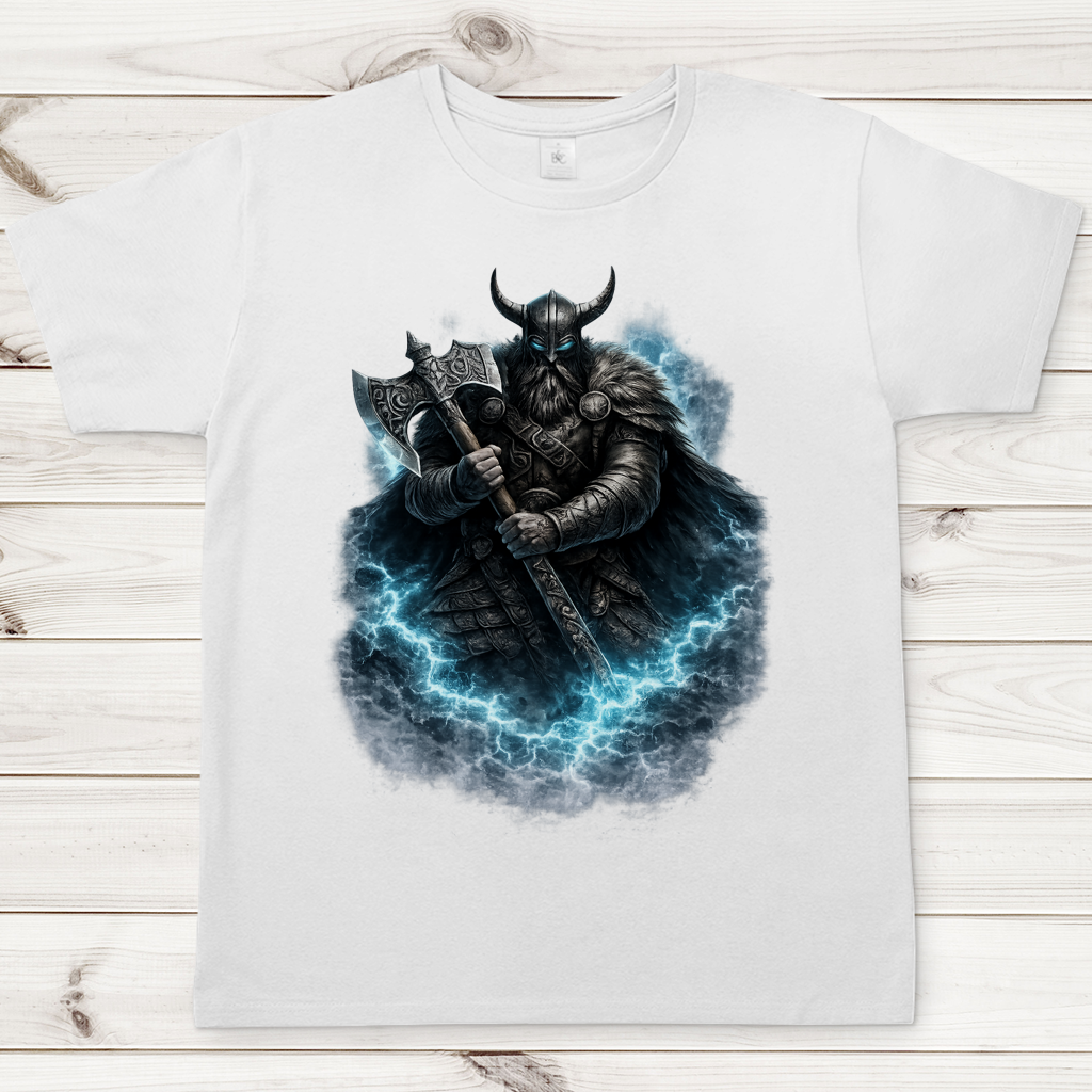 Herren T-Shirt Vikingerkrieger mit leuchtendem Axtkampf