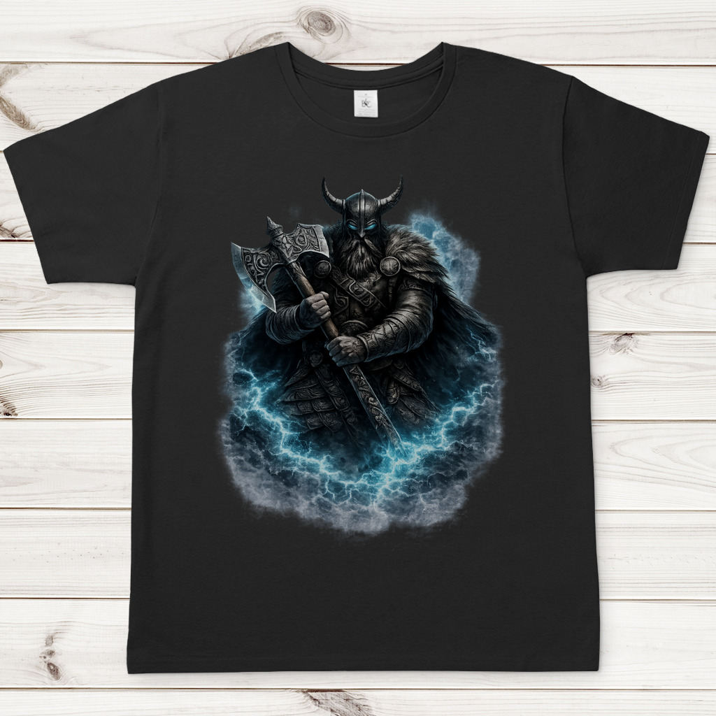 Herren T-Shirt Vikingerkrieger mit leuchtendem Axtkampf