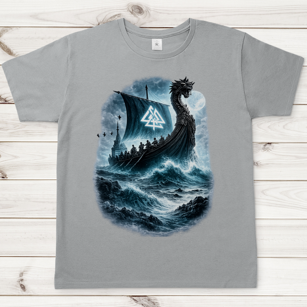 Herren T-Shirt Vikinger im Sturm auf See