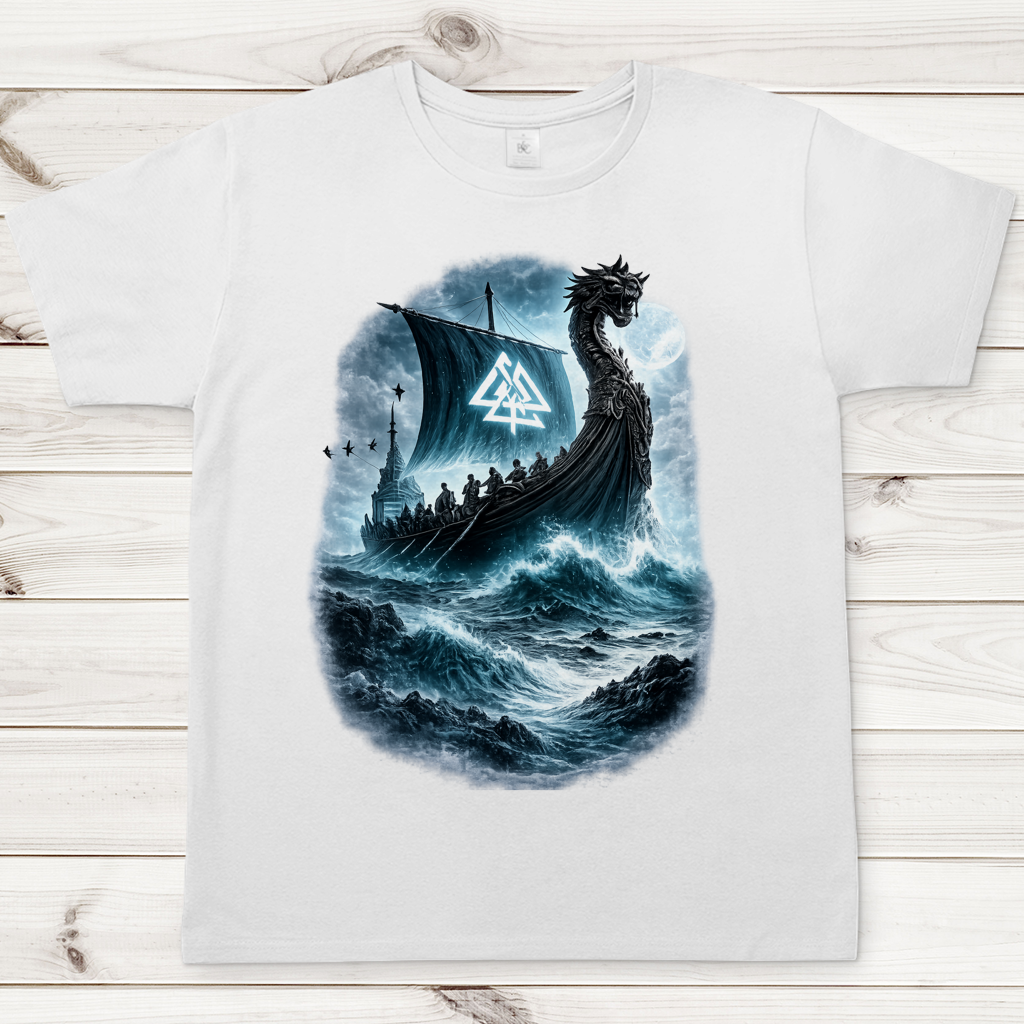 Herren T-Shirt Vikinger im Sturm auf See