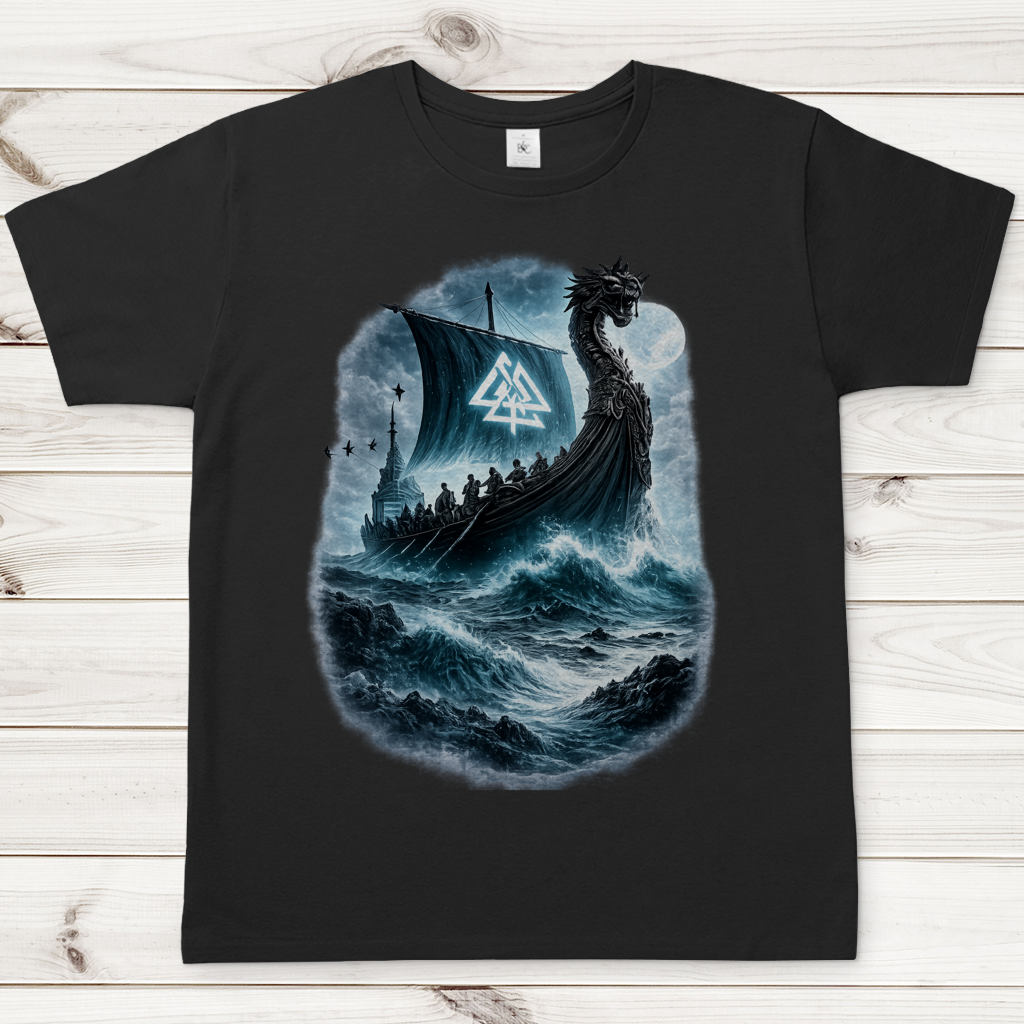 Herren T-Shirt Vikinger im Sturm auf See