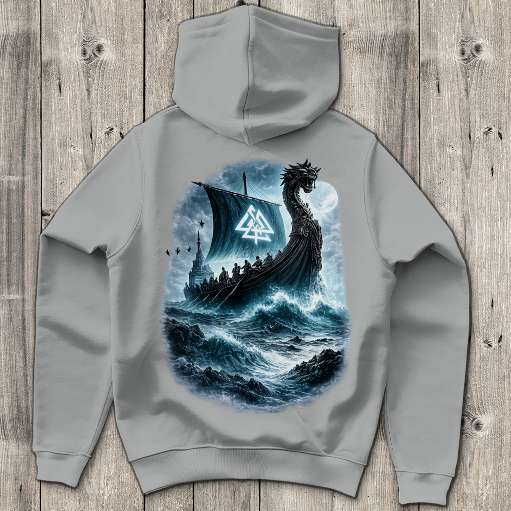 Herren Hoodie Vikinger im Sturm auf See