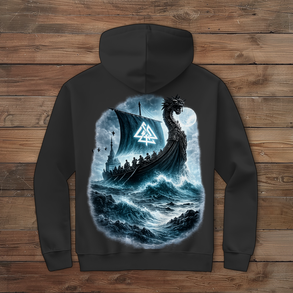 Herren Zipper Hoodie Vikinger im Sturm auf See