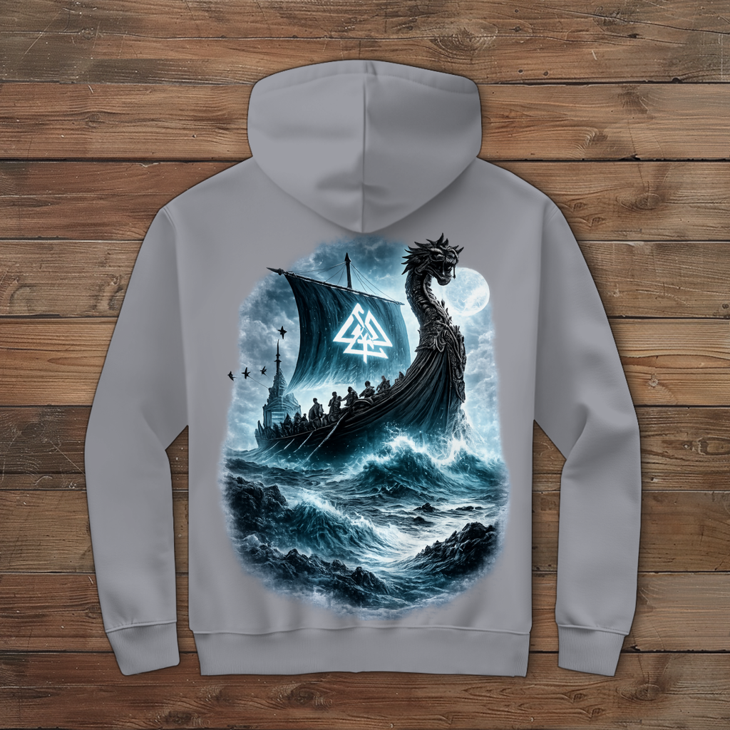 Herren Zipper Hoodie Vikinger im Sturm auf See