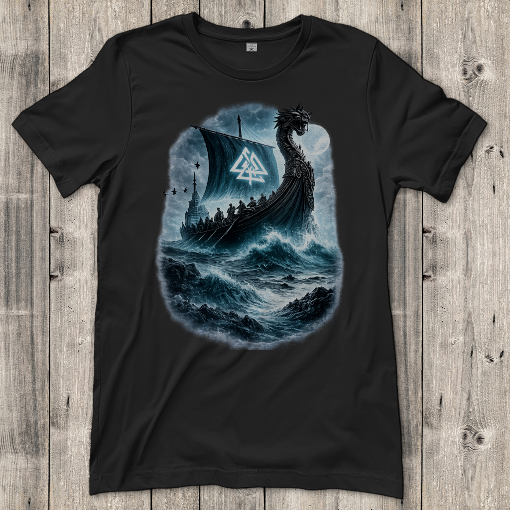 Damen T-Shirt Vikinger im Sturm auf See