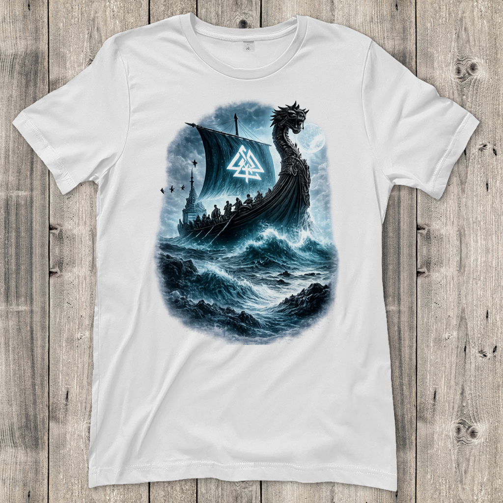 Damen T-Shirt Vikinger im Sturm auf See