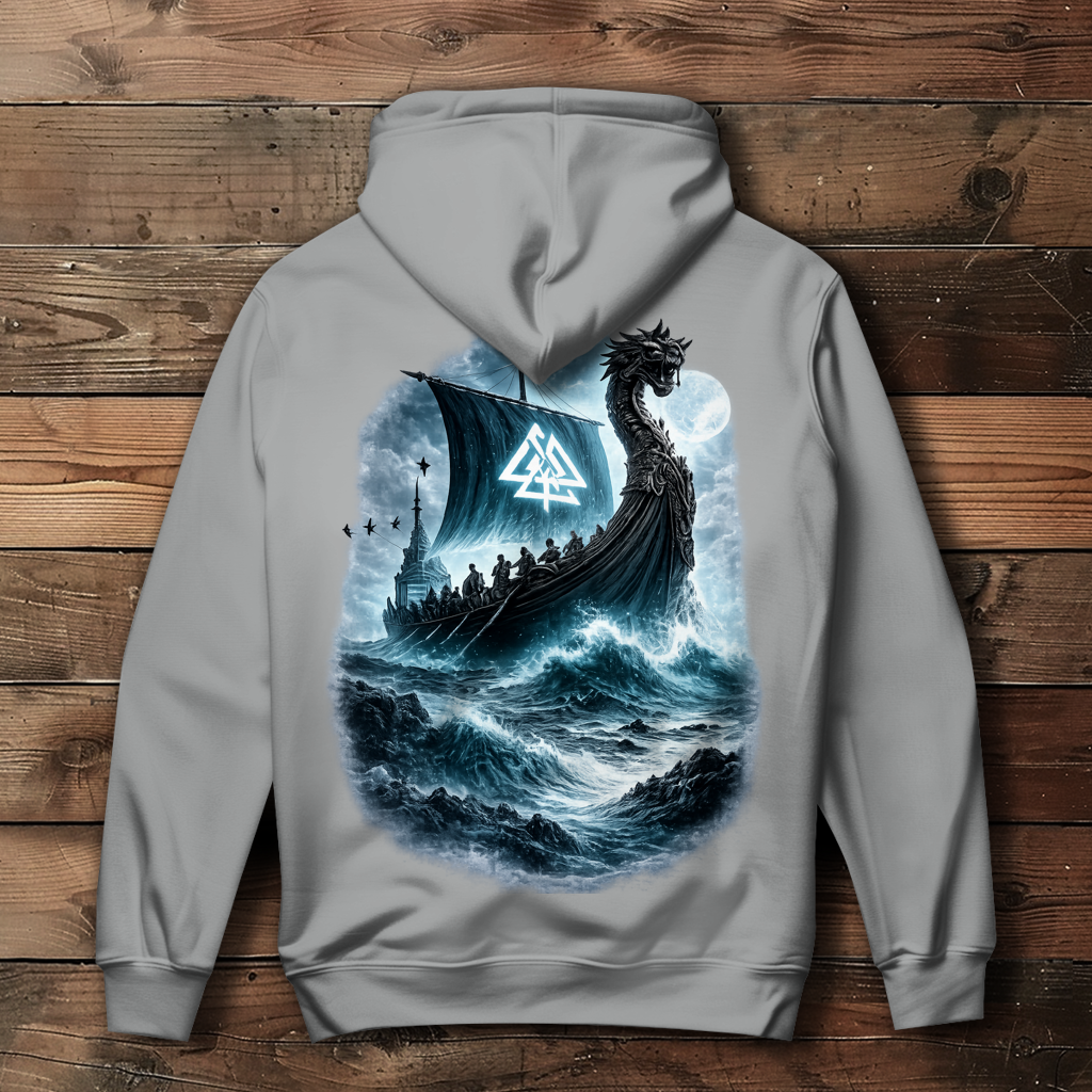 Damen Hoodie Vikinger im Sturm auf See