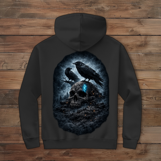 Herren Zipper Hoodie Raben auf einem verfallenen Schädel