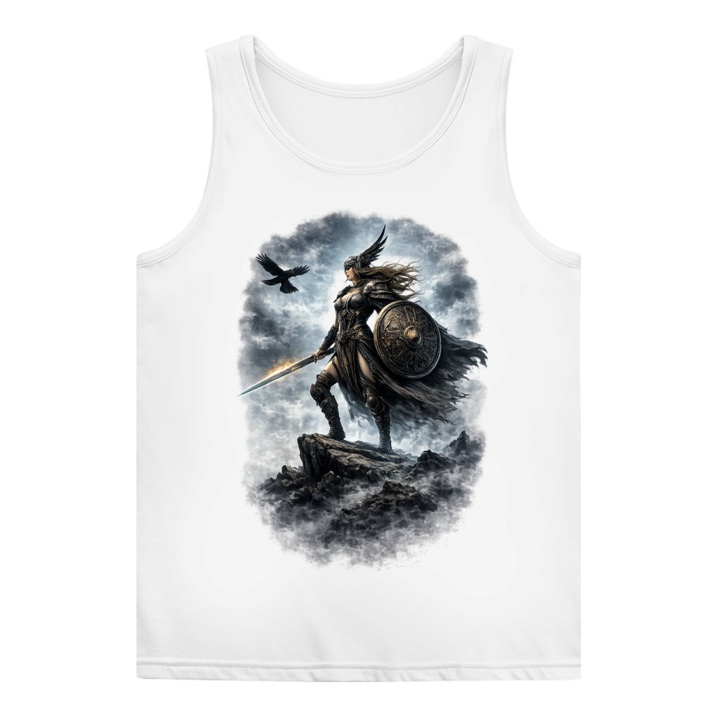 Damen Basic Tank Top Nordische Kriegerin auf steinigem Gipfel