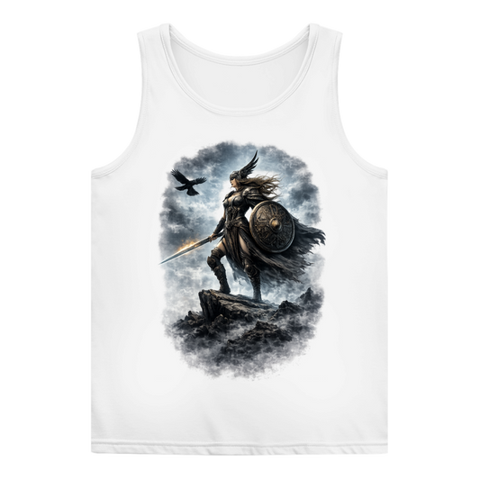 Damen Basic Tank Top Nordische Kriegerin auf steinigem Gipfel