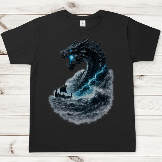 Herren T-Shirt Der Drachen und das Wikingerschiff