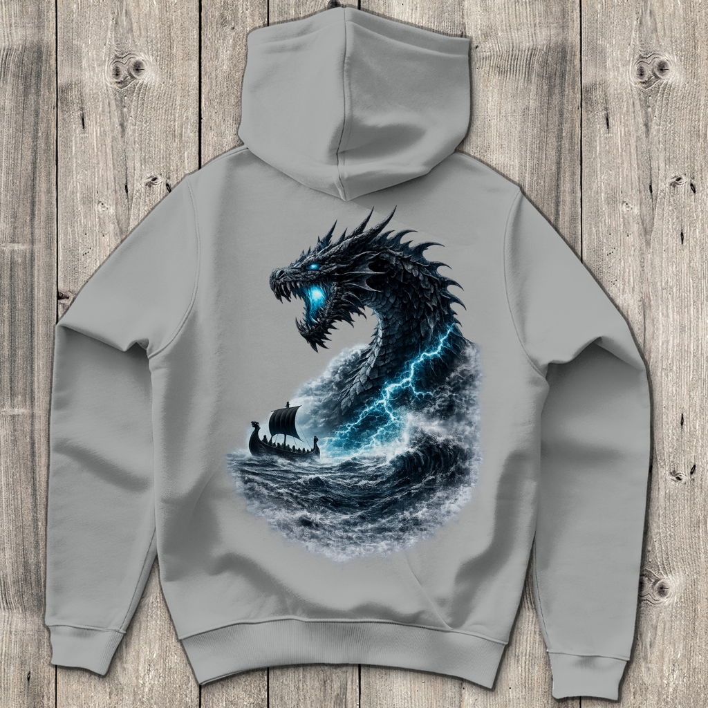 Herren Hoodie Der Drachen und das Wikingerschiff