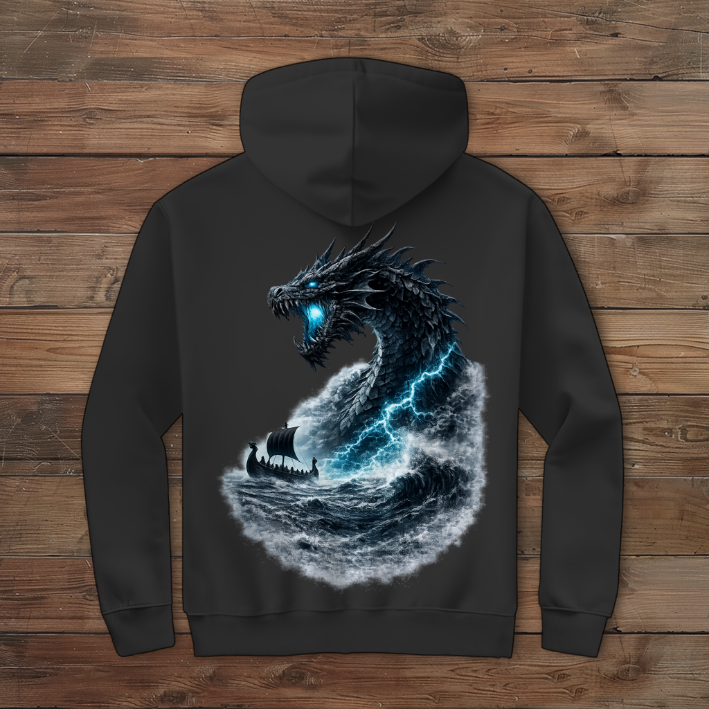 Herren Zipper Hoodie Der Drachen und das Wikingerschiff