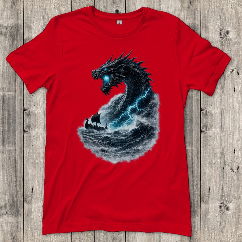 Damen T-Shirt Der Drachen und das Wikingerschiff