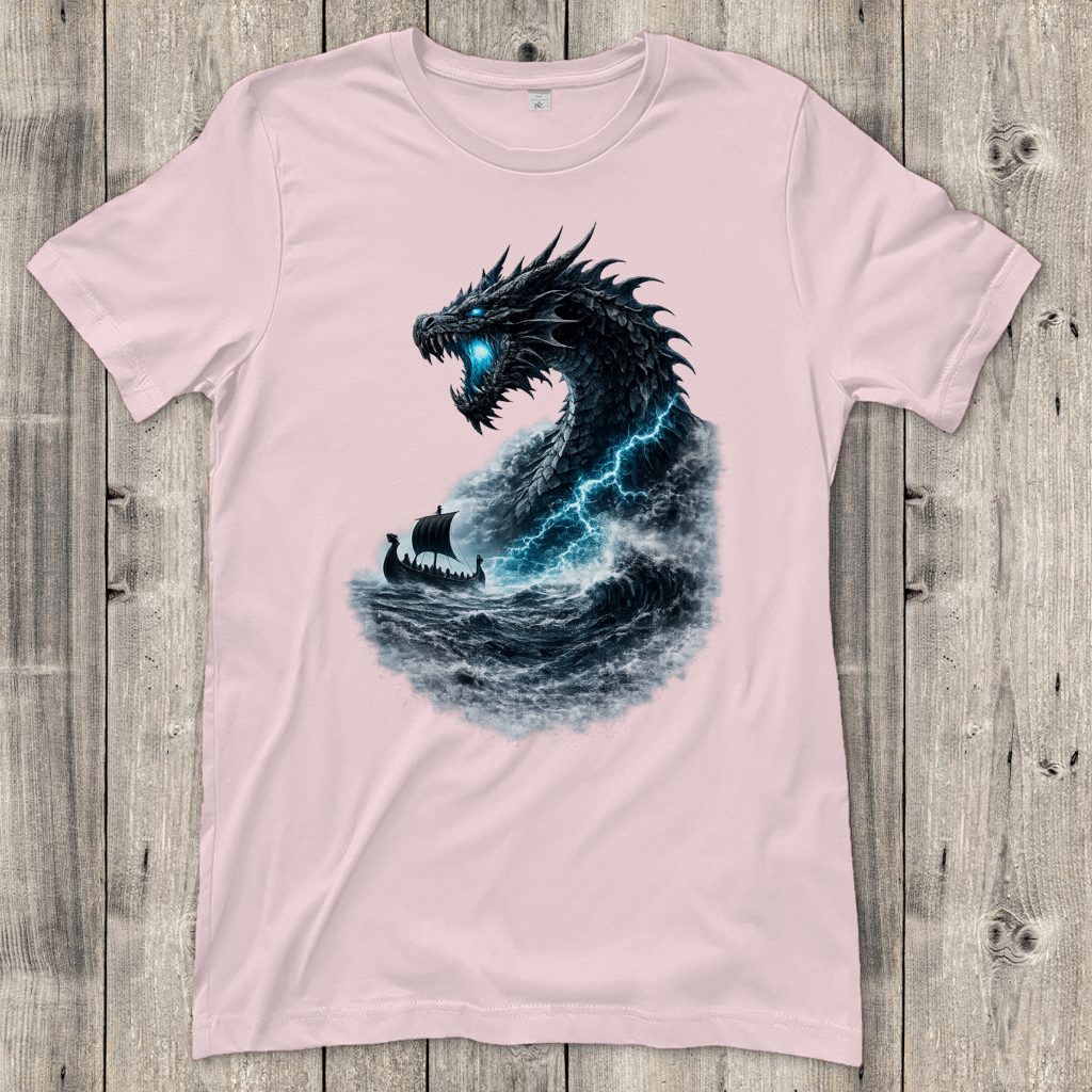 Damen T-Shirt Der Drachen und das Wikingerschiff