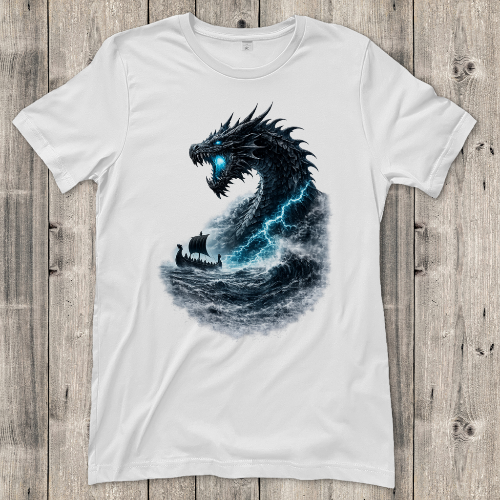 Damen T-Shirt Der Drachen und das Wikingerschiff