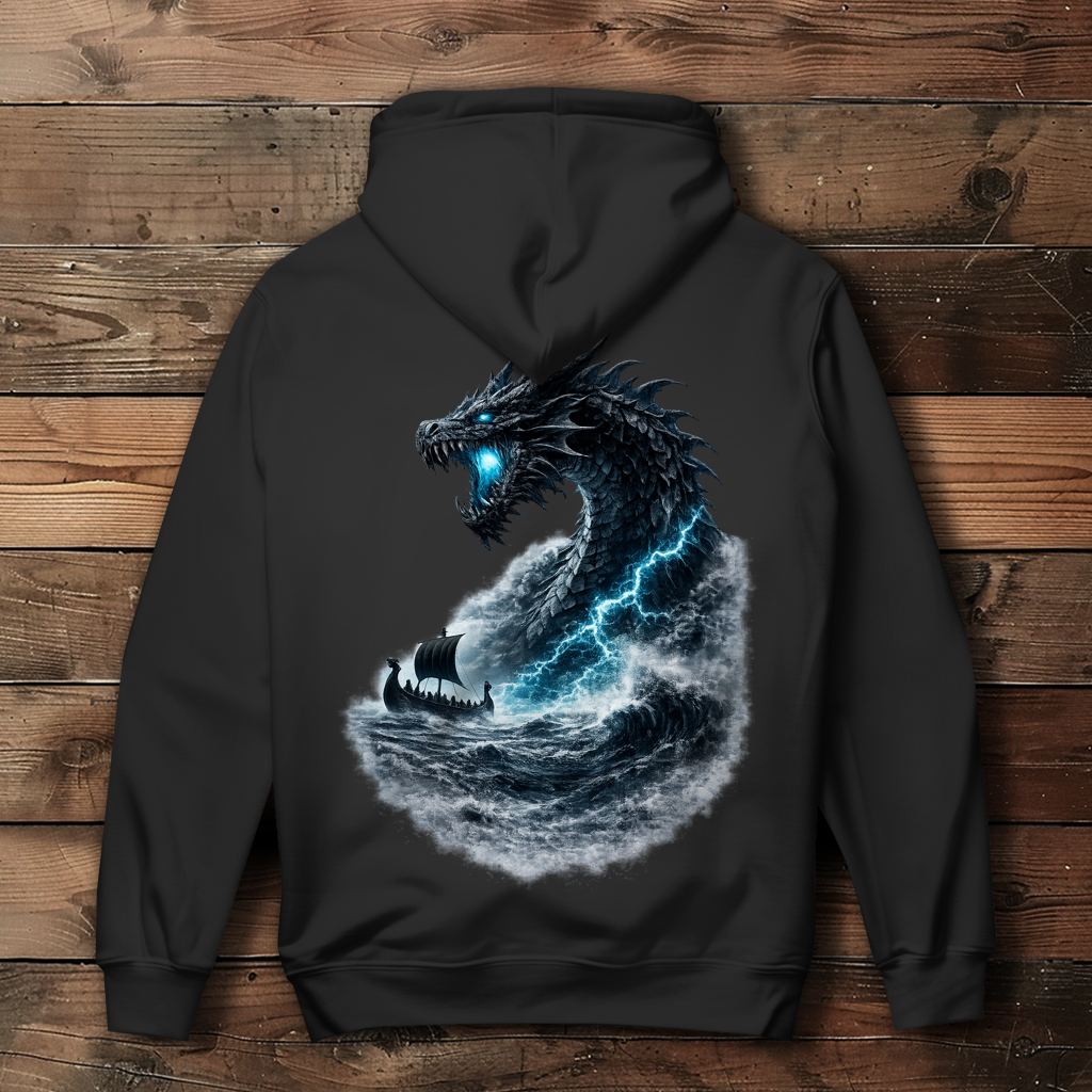 Damen Hoodie Der Drachen und das Wikingerschiff
