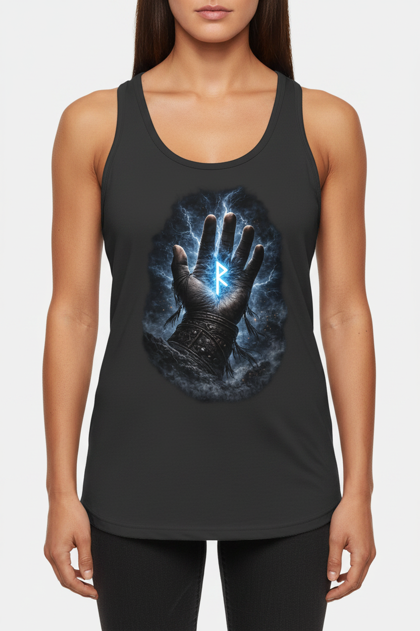 Damen Tanktop Blauer Rune in stürmischer Hand