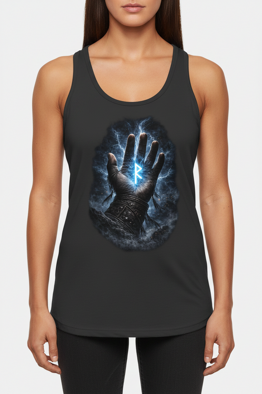 Damen Tanktop Blauer Rune in stürmischer Hand