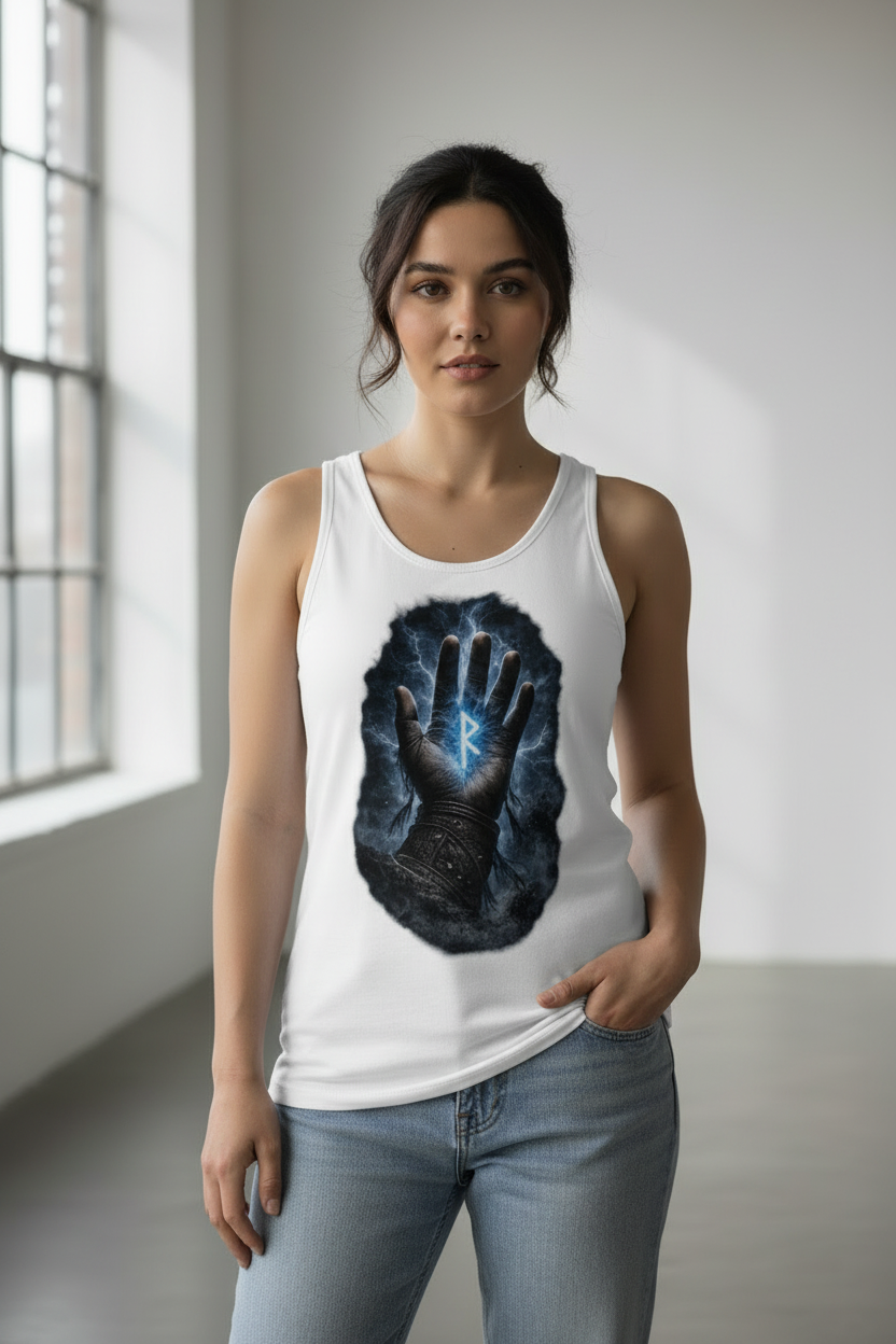 Damen Tanktop Blauer Rune in stürmischer Hand