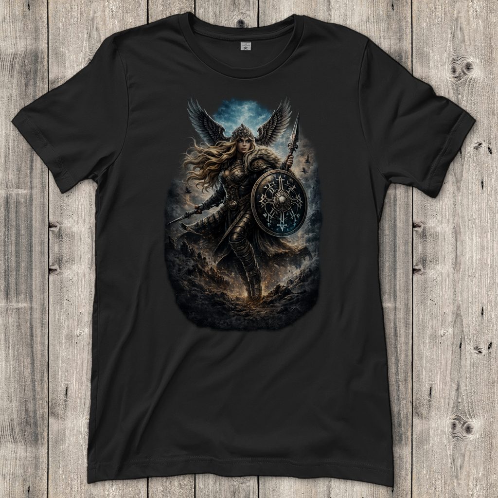 Damen T-Shirt Valkyrie in stormy battle stance