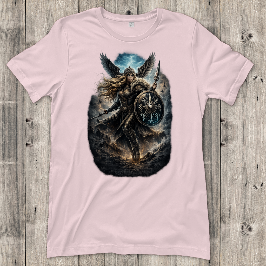 Damen T-Shirt Valkyrie in stormy battle stance