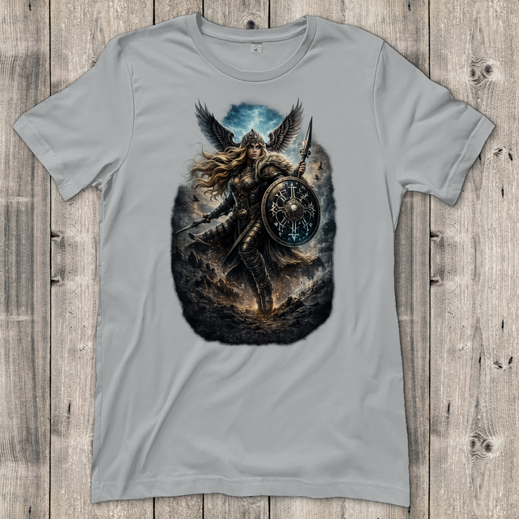 Damen T-Shirt Valkyrie in stormy battle stance