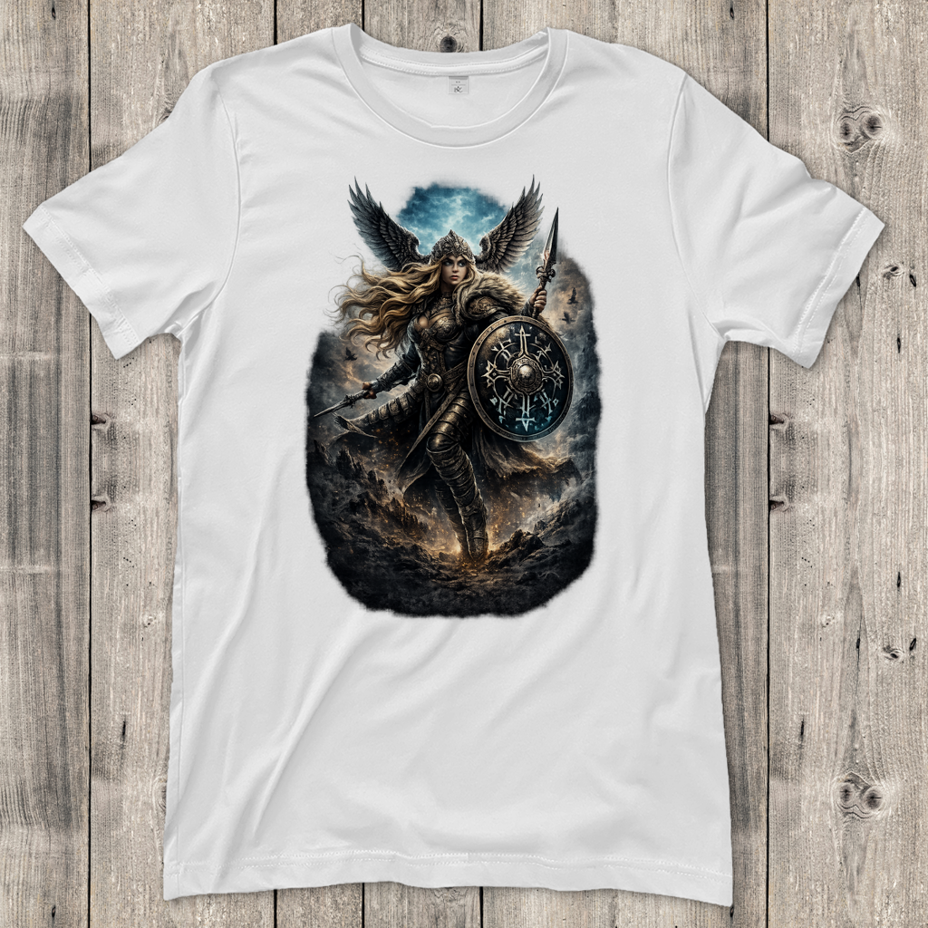 Damen T-Shirt Valkyrie in stormy battle stance