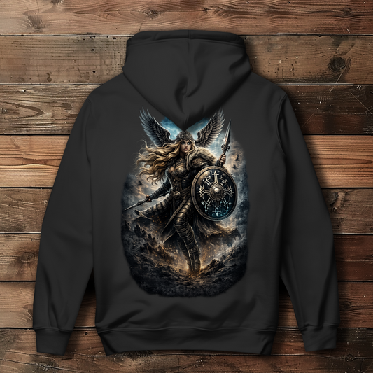 Damen Hoodie Valkyrie in stormy battle stance