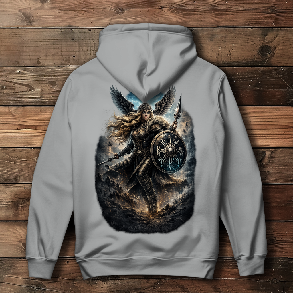 Damen Hoodie Valkyrie in stormy battle stance
