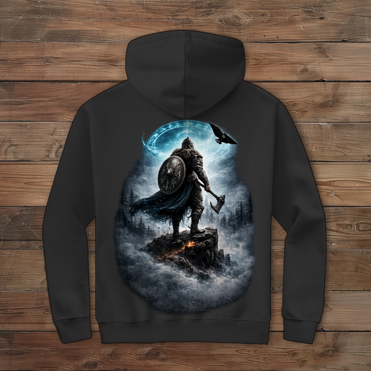 Herren Zipper Hoodie Norse Krieger im mystischen Nebel