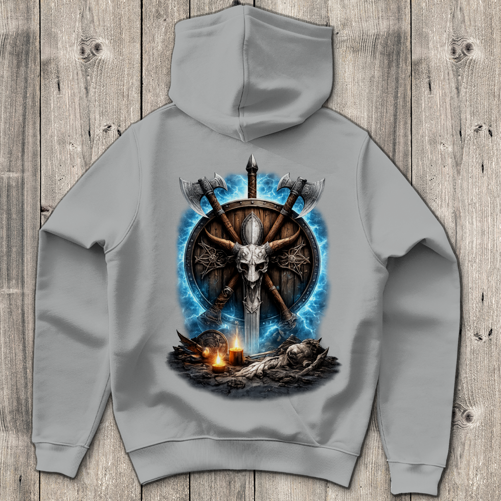 Herren Hoodie Kreuzende Äxte und Dämonenschädel
