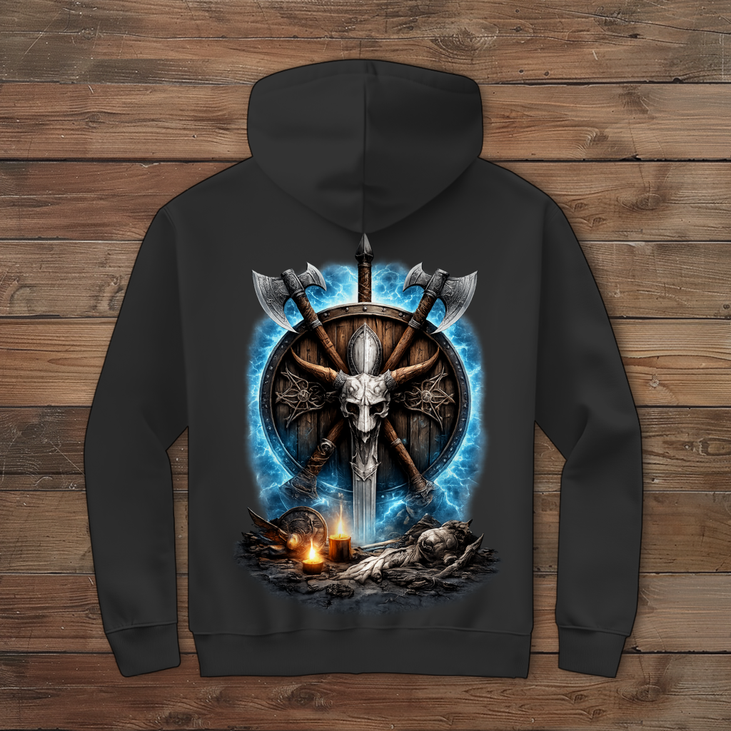 Herren Zipper Hoodie Kreuzende Äxte und Dämonenschädel
