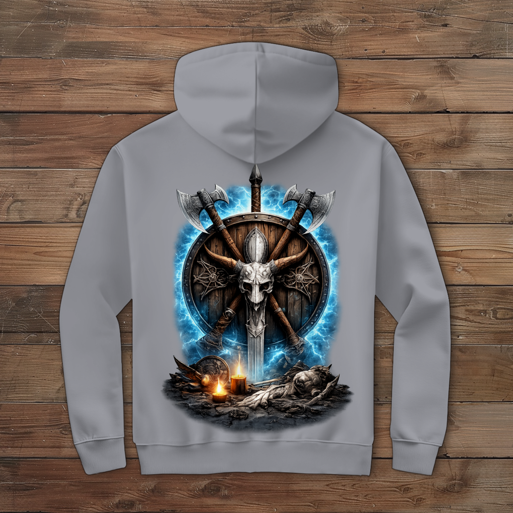 Herren Zipper Hoodie Kreuzende Äxte und Dämonenschädel