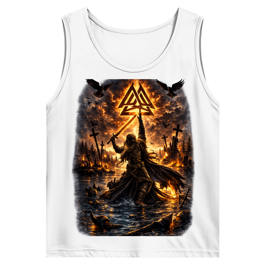 Herren Basic Tank Top Vikingkrieger im Brandgefecht