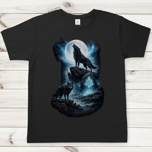 Herren T-Shirt Mondlicht und magische Wölfe