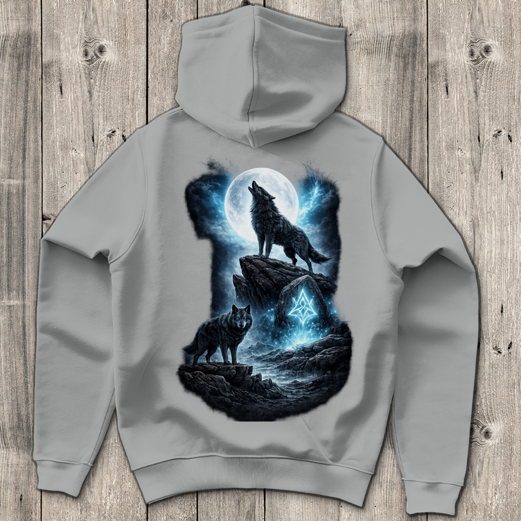 Herren Hoodie Mondlicht und magische Wölfe