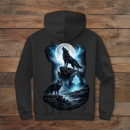 Herren Zipper Hoodie Mondlicht und magische Wölfe