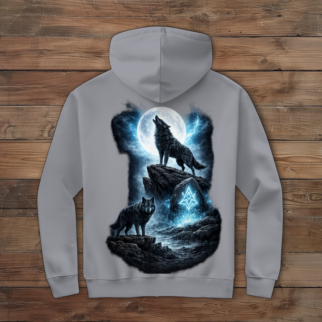 Herren Zipper Hoodie Mondlicht und magische Wölfe