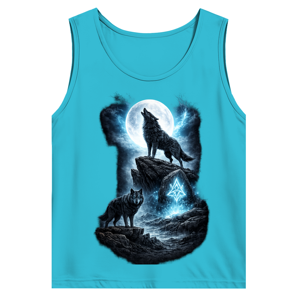 Herren Basic Tank Top Mondlicht und magische Wölfe